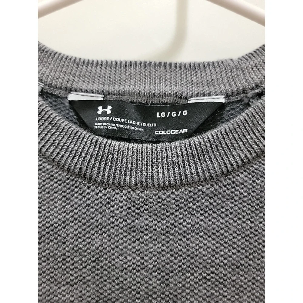 Under Armour Knit Sweater Men's Size L Gray Long Sleeve Pull Over Cold Gear